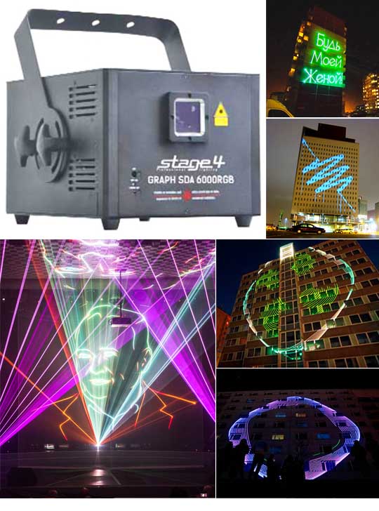 Оборудование для лазерной рекламы в Санкт-Петербурге Promolaser STAGE4 GRAPH SDA 6000RGB для 700 метров